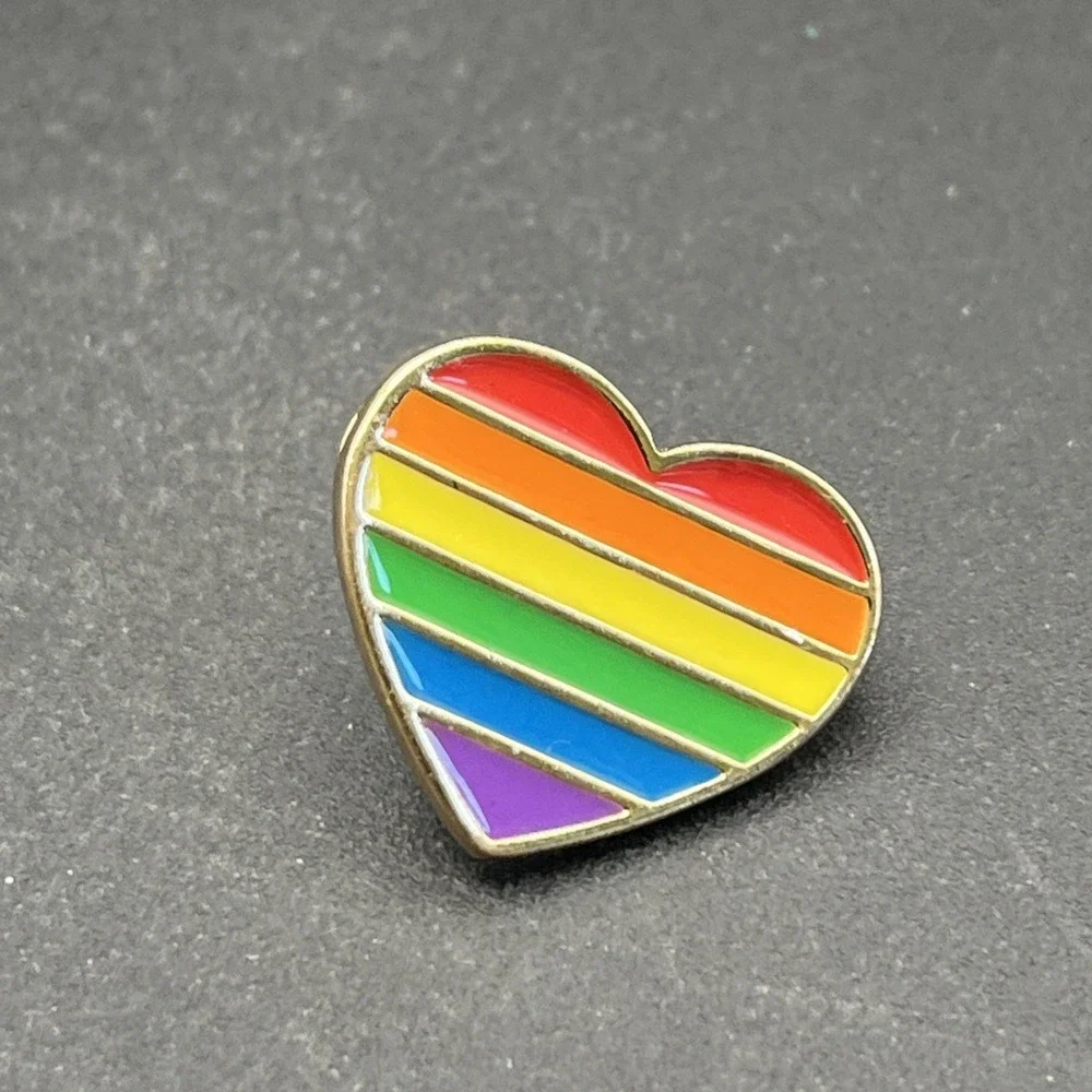 Rainbow Pride Flag Heart Lapel Hat Pin